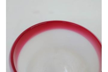明治〜大正期　当時物　棗型(なつめ形)　可愛らしい色合いがおしゃれな雰囲気溢れる三色氷コップ(ウランガラス、グラス、和ガラス、乳白ぼかし)(R-070960)
