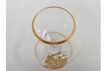 フランス　Baccarat　オールドバカラ　ブドウ模様　金彩　Armagnac　アルマニャック　ブランデー　ゴールドのデザインが高級感を高めるグラス2客セット(葡萄、ぶどう、ワイン、冷酒、梅酒、フルレッドクリスタルガラス)(R-070961)