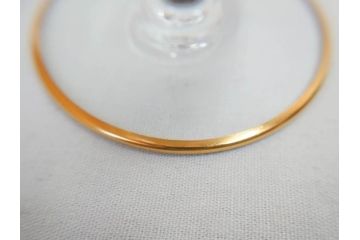フランス　Baccarat　オールドバカラ　ブドウ模様　金彩　Armagnac　アルマニャック　ブランデー　ゴールドのデザインが高級感を高めるグラス2客セット(葡萄、ぶどう、ワイン、冷酒、梅酒、フルレッドクリスタルガラス)(R-070961)