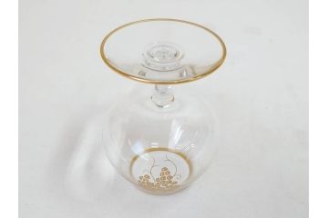 フランス　Baccarat　オールドバカラ　ブドウ模様　金彩　Armagnac　アルマニャック　ブランデー　ゴールドのデザインが高級感を高めるグラス2客セット(葡萄、ぶどう、ワイン、冷酒、梅酒、フルレッドクリスタルガラス)(R-070961)
