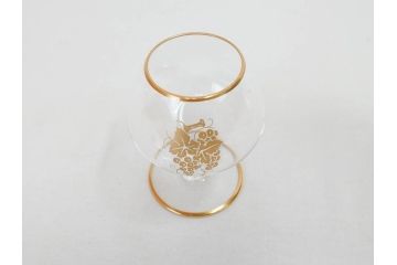フランス　Baccarat　オールドバカラ　ブドウ模様　金彩　Armagnac　アルマニャック　ブランデー　ゴールドのデザインが高級感を高めるグラス2客セット(葡萄、ぶどう、ワイン、冷酒、梅酒、フルレッドクリスタルガラス)(R-070961)