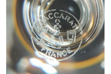 フランス　Baccarat　オールドバカラ　ブドウ模様　金彩　Armagnac　アルマニャック　ブランデー　ゴールドのデザインが高級感を高めるグラス2客セット(葡萄、ぶどう、ワイン、冷酒、梅酒、フルレッドクリスタルガラス)(R-070961)