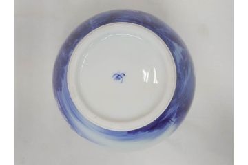 戦前　オールド香蘭社　染付　山水　賢人　一つ一つ丁寧に描かれた意匠が美しい!職人のこだわりを感じる花入(風景図、花器、花瓶、飾り壷)(R-070963)