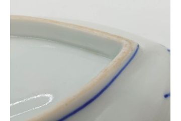 明治〜大正　伊万里　染付　瑞祥堂　約18cm　5.7寸　珍しい形と繊細なデザインが素敵な舟形皿3枚セット(変形皿、和皿、舟型、和食器、五寸七分)(R-070965)