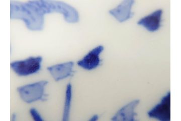 明治〜大正　伊万里　染付　瑞祥堂　約18cm　5.7寸　珍しい形と繊細なデザインが素敵な舟形皿3枚セット(変形皿、和皿、舟型、和食器、五寸七分)(R-070965)