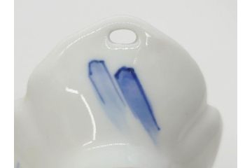 明治〜大正　伊万里　染付　長山文製　跳ね兔図　約19cm　6.2寸　なめらかなフォルムと落ち着いた色味が魅力的な舟形皿5枚セット(舟型、うさぎ、ウサギ、兎、変形皿、和皿、和食器、六寸二分)(R-070967)