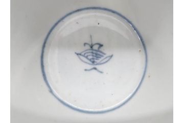 江戸中期〜後期　古伊万里　染付　落ち着いた色合いが和の雰囲気を高めるそば猪口3客セット(木と葉?、羊歯?、シダ?、湯呑、湯のみ、蕎麦猪口、和食器)(R-070971)