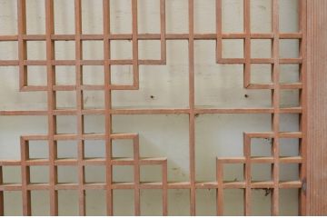 アンティーク建具　片面ガラス　和モダンな雰囲気づくりにおすすめの書院戸2枚セット(窓、組子、引き戸、ガラス戸)(R-070987)
