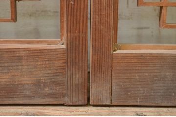 アンティーク建具　片面ガラス　和モダンな雰囲気づくりにおすすめの書院戸2枚セット(窓、組子、引き戸、ガラス戸)(R-070987)