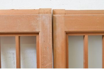 アンティーク建具　片面ガラス　梅・竹の彫刻入り書院戸4枚セット(窓、引き戸、ガラス戸)(R-070988)