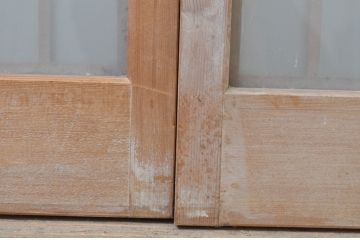 アンティーク建具　片面ガラス　梅・竹の彫刻入り書院戸4枚セット(窓、引き戸、ガラス戸)(R-070988)