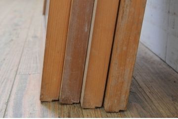 アンティーク建具　片面ガラス　梅・竹の彫刻入り書院戸4枚セット(窓、引き戸、ガラス戸)(R-070988)