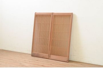 アンティーク建具　片面ガラス　上質な和の空間を演出する書院戸2枚セット(引き戸、ガラス戸、ガラス窓)(R-070990)
