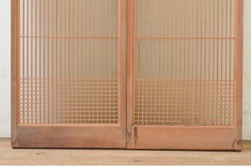 アンティーク建具　片面ガラス　上質な和の空間を演出する書院戸2枚セット(引き戸、ガラス戸、ガラス窓)(R-070990)
