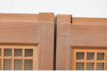 アンティーク建具　片面ガラス　上質な和の空間を演出する書院戸2枚セット(引き戸、ガラス戸、ガラス窓)(R-070990)
