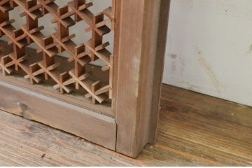 アンティーク建具　両面ガラス　和モダンな空間を演出する組子入り書院戸2枚セット(引き戸、ガラス戸、窓)(R-070991)