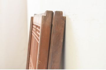 アンティーク建具　両面ガラス　和モダンな空間を演出する組子入り書院戸2枚セット(引き戸、ガラス戸、窓)(R-070991)