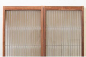 アンティーク建具　片面ガラス　上質な和の空間を演出する書院戸2枚セット(引き戸、ガラス戸、ガラス窓)(R-070992)