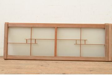 アンティーク建具　和の趣溢れる横長ガラス窓2枚セット(明かり取り、明り取り、ガラス欄間、引き戸、ガラス戸)(R-070993)
