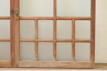 アンティーク建具　大正ロマン　レトロな空間作りにおすすめなガラス窓2枚セット(引き戸、ガラス戸)(R-070994)