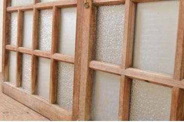 アンティーク建具　大正ロマン　レトロな空間作りにおすすめなガラス窓2枚セット(引き戸、ガラス戸)(R-070994)