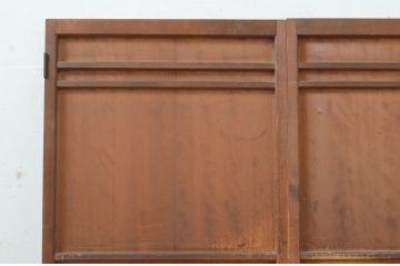 アンティーク建具　柾目の美しい横桟入り両開き扉1対2枚セット(ドア、木製扉、両開き戸)(R-070996)