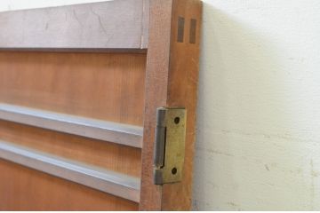 アンティーク建具　柾目の美しい横桟入り両開き扉1対2枚セット(ドア、木製扉、両開き戸)(R-070996)