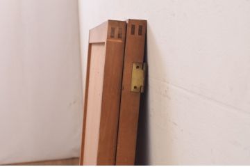 アンティーク建具　柾目の美しい横桟入り両開き扉1対2枚セット(ドア、木製扉、両開き戸)(R-070996)