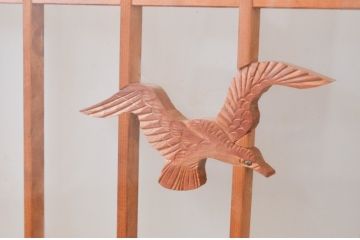 アンティーク建具　両面ガラス　鷹・松の彫刻入り書院戸4枚セット(窓、引き戸、ガラス戸)(R-070997)