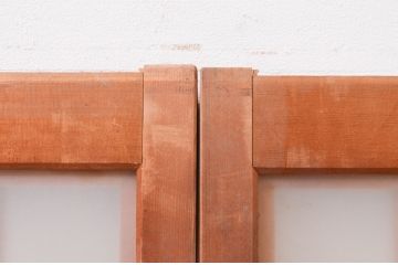アンティーク建具　両面ガラス　鷹・松の彫刻入り書院戸4枚セット(窓、引き戸、ガラス戸)(R-070997)