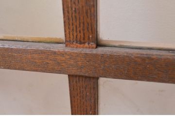アンティーク建具　ペイント仕上げ限定　タモ材　レトロな空間づくりにおすすめの両開き窓1対2枚セット(ガラス窓、ガラス戸、ガラス扉)(R-070998)
