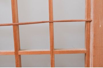 アンティーク建具　片面ガラス　鶴・松の彫刻入り書院ガラス戸4枚セット(書院戸、窓、引き戸)(R-071001)