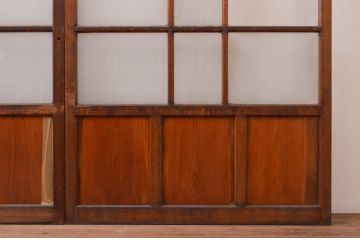 アンティーク建具　和の空間を演出する幅広ガラス戸2枚セット(引き戸)(R-071003)
