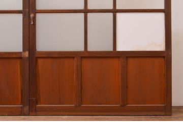 アンティーク建具　和の空間を演出する幅広ガラス戸2枚セット(引き戸)(R-071003)