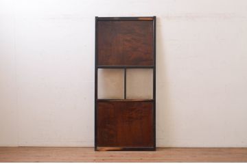 アンティーク建具　高級品!!　鏡板　欅(ケヤキ)材　ダイヤガラス入り　玉杢が素敵な漆塗りのガラス帯戸1枚(引き戸、板戸、ガラス戸)(R-071005)