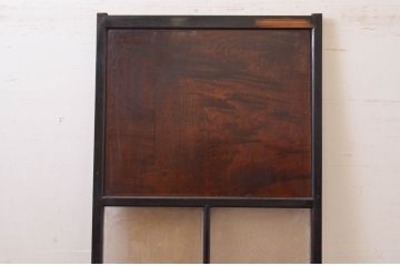 アンティーク建具　高級品!!　鏡板　欅(ケヤキ)材　ダイヤガラス入り　玉杢が素敵な漆塗りのガラス帯戸1枚(引き戸、板戸、ガラス戸)(R-071005)
