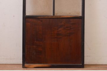 アンティーク建具　高級品!!　鏡板　欅(ケヤキ)材　ダイヤガラス入り　玉杢が素敵な漆塗りのガラス帯戸1枚(引き戸、板戸、ガラス戸)(R-071005)