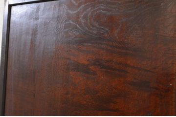 アンティーク建具　高級品!!　鏡板　欅(ケヤキ)材　ダイヤガラス入り　玉杢が素敵な漆塗りのガラス帯戸1枚(引き戸、板戸、ガラス戸)(R-071005)