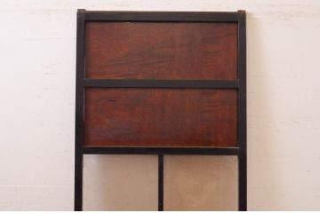 アンティーク建具　高級品!!　鏡板　欅(ケヤキ)材　ダイヤガラス入り　玉杢が素敵な漆塗りのガラス帯戸1枚(引き戸、板戸、ガラス戸)(R-071005)