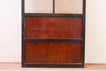 アンティーク建具　高級品!!　鏡板　欅(ケヤキ)材　ダイヤガラス入り　玉杢が素敵な漆塗りのガラス帯戸1枚(引き戸、板戸、ガラス戸)(R-071005)
