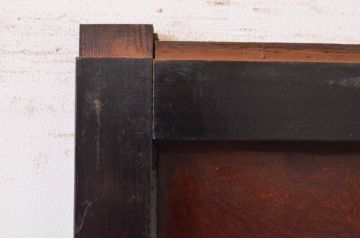 アンティーク建具　高級品!!　鏡板　欅(ケヤキ)材　ダイヤガラス入り　玉杢が素敵な漆塗りのガラス帯戸1枚(引き戸、板戸、ガラス戸)(R-071005)