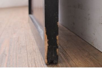 アンティーク建具　高級品!!　鏡板　欅(ケヤキ)材　ダイヤガラス入り　玉杢が素敵な漆塗りのガラス帯戸1枚(引き戸、板戸、ガラス戸)(R-071005)