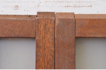 アンティーク建具　和の雰囲気が魅力的な格子入りの玄関戸2枚セット(引き戸、格子戸、ガラス戸)(R-071006)