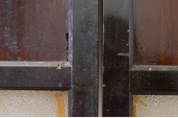 アンティーク建具　ダイヤガラス　和の雰囲気漂うガラス帯戸4枚セット(引き戸、ガラス戸、板戸)(R-071007)