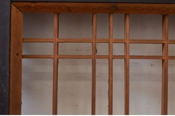 アンティーク建具　和モダンな空間作りにおすすめな横桟入り障子帯戸3枚セット(引き戸、障子戸、板戸、舞良戸)(R-071008)