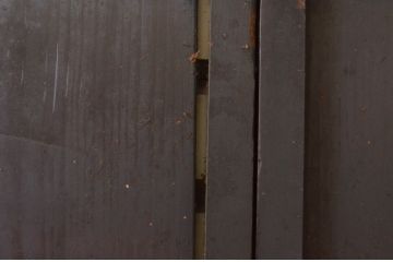 アンティーク建具　和モダンな空間作りにおすすめな横桟入り障子帯戸3枚セット(引き戸、障子戸、板戸、舞良戸)(R-071008)