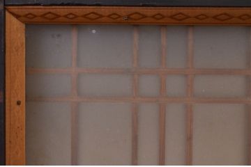 アンティーク建具　和モダンな空間作りにおすすめな横桟入りガラス帯戸2枚セット(引き戸、ガラス戸、板戸、舞良戸)(R-071009)