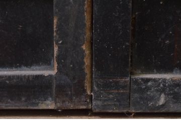 アンティーク建具　和モダンな空間作りにおすすめな横桟入りガラス帯戸2枚セット(引き戸、ガラス戸、板戸、舞良戸)(R-071009)