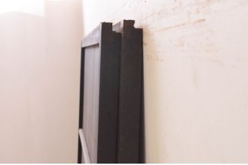アンティーク建具　和モダンな空間作りにおすすめな横桟入りガラス帯戸2枚セット(引き戸、ガラス戸、板戸、舞良戸)(R-071009)