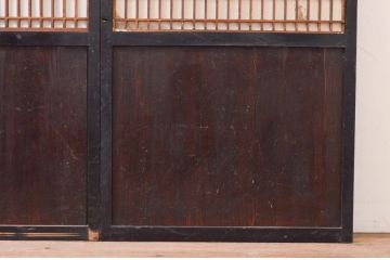 アンティーク建具　和の情緒を演出する障子帯戸2枚セット(引き戸、板戸、障子戸)(R-071010)